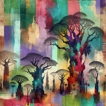 AI-aquarel baobabbos van Lois Diallo