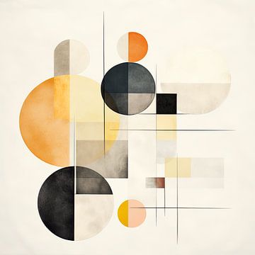 Geometrisch abstracte kunst lijnenspel met cirkels van Vlindertuin Art