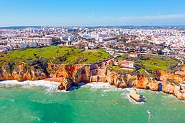 Aerial view of the town of Lagos in the Algarve Portugal by Eye on You