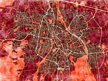Kaart van Augsburg in de stijl 'Amber Autumn' van Maporia