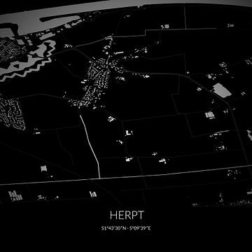 Zwart-witte landkaart van Herpt, Noord-Brabant. van Rezona