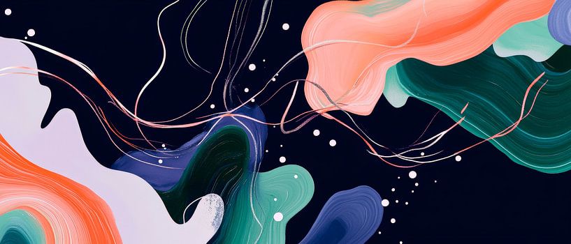 Fließende Farben auf dunklem Hintergrund von Poster Art Shop