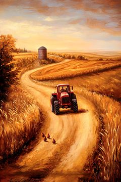 Landelijke idylle met tractor van Poster Art Shop