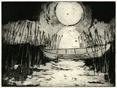 Maanverlichte Nacht, Ets van Helga Pohlen - ThingArt thumbnail