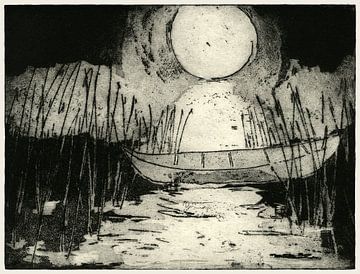 Maanverlichte Nacht, Ets van Helga Pohlen - ThingArt