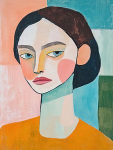 Visage féminin sur fond abstrait