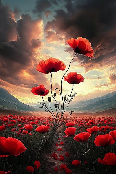 poppy fantasy watercolour by Egon Zitter