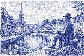 Odense in Denmark illustration. by Gallery Hoppenbrouwers