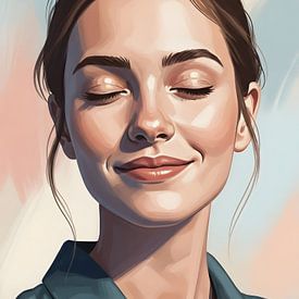 Portrait moderne d'une femme avec des couches de couleurs abstraites sur fredi arlangga