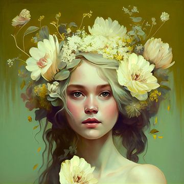 Girl with flowers by Bianca ter Riet