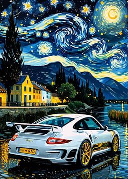 De witte Porsche GT3 RS Sterrennacht 3 van MIROKKU