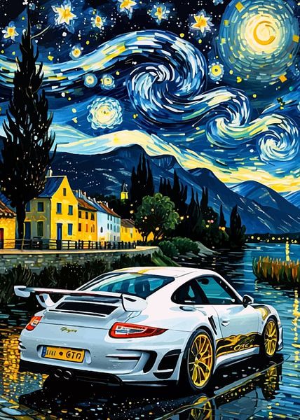De witte Porsche GT3 RS Sterrennacht 3 van MIROKKU