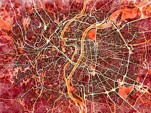 Karte von Lyon centrum im stil 'Amber Autumn'