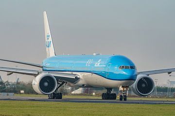 KLM Boeing 777-300 (PH-BVF) drives onto Aalsmeer Runway. by Jaap van den Berg