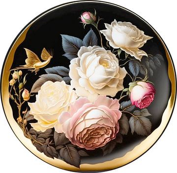 Oude meester rose plaat porselein dramatische elegante goud roze van gm_designs