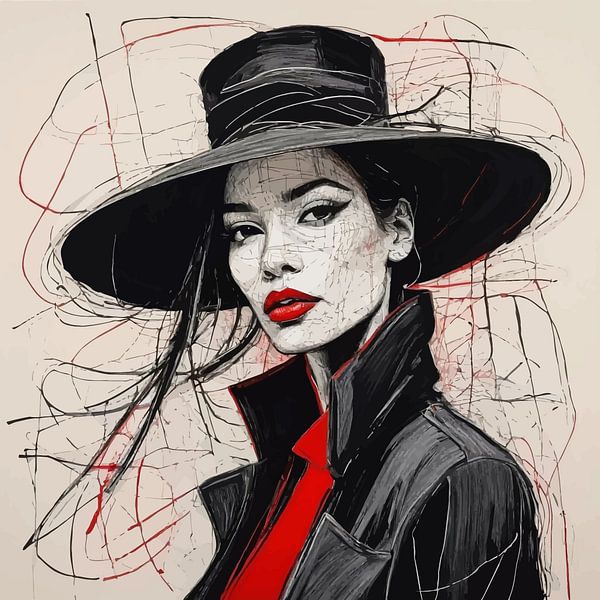 Peinture minimaliste d'un portrait de femme par MIROKKU