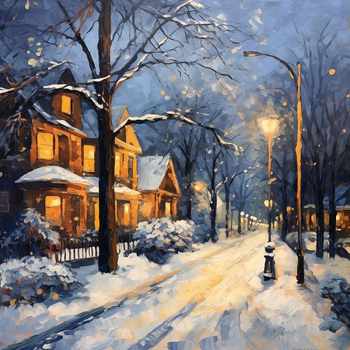 Snowfall in City Glow
