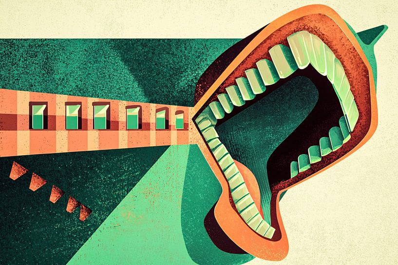 Surrealistic design with mouth and lines by Art & Soul Creations