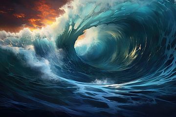 Digitaal creëerde water golven in de zee van Art Bizarre