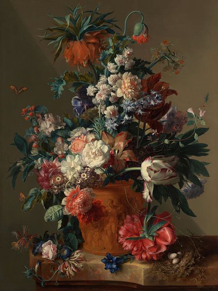 Jan van Huysum - Flowers in vase by Het Archief
