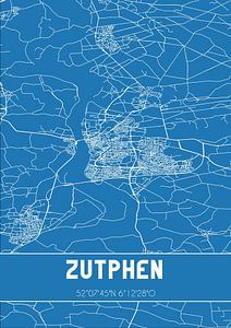 Blauwdruk | Landkaart | Zutphen (Gelderland) van Rezona