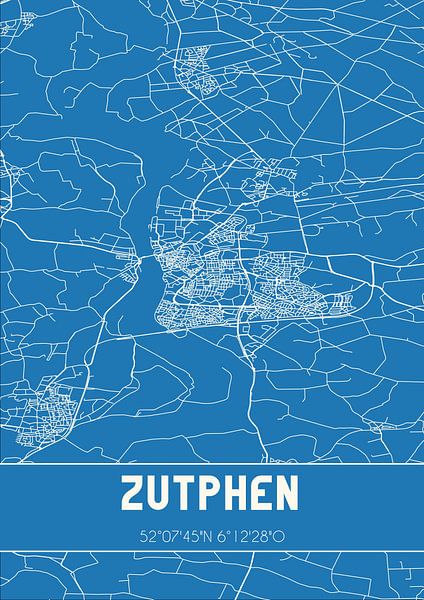 Blueprint | Carte | Zutphen (Gueldre) par Affiches de lieux