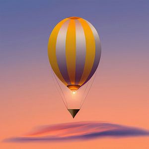 Montgolfière fantaisie au coucher du soleil dans le ciel