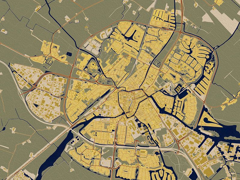 Map of Sneek in the style of Gustav Klimt by Maporia