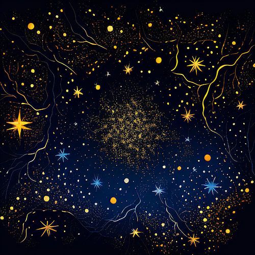 Grillige sterrenhemel met bliksem