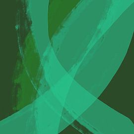 Lignes et formes abstraites dans les verts sur Dina Dankers