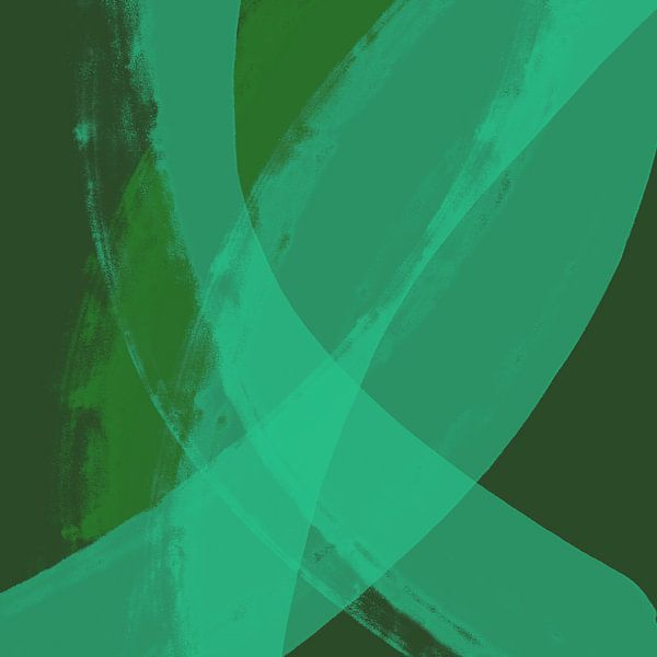 Abstract lines and shapes in greens by Dina Dankers