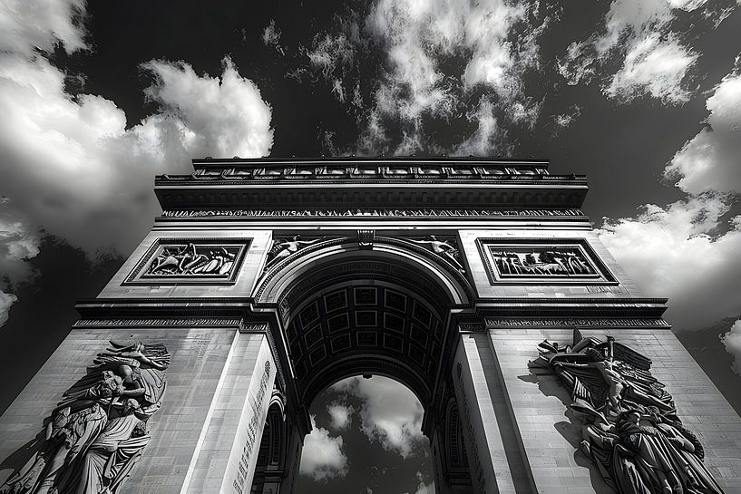 Arc de Triomphe als Monochromes Meisterwerk von Skyfall