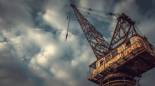 Roestige hijskraan artistiek panorama
