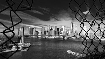 Uitzicht op de Brooklyn Bridge en Zuid-Manhattan van Kurt Krause