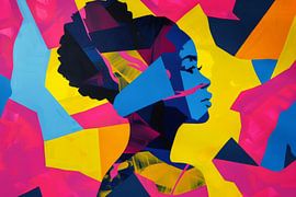 Abstract portrait of a woman in colourful geometric shapes by Poster Art Shop