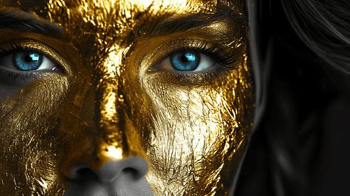 Gouden Reflecties: Een Monochroom Portret van Schitterende Zielen