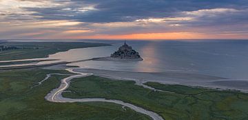Mont Saint Michel bei Sonnenuntergang