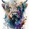 Highlander écossais - Aquarelle sur New Future Art Gallery