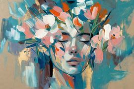 Floral wreath in turquoise and coral by Art & Soul Creations