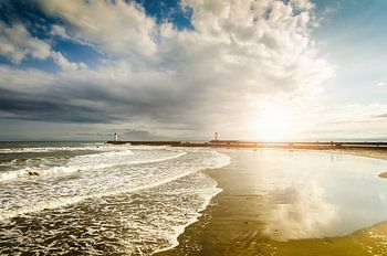 Coucher de soleil sur la plage du Grau d'Agde France