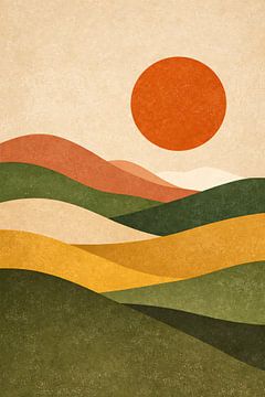 Minimalist Sunset Landscape Abstract by irgian firmansyah