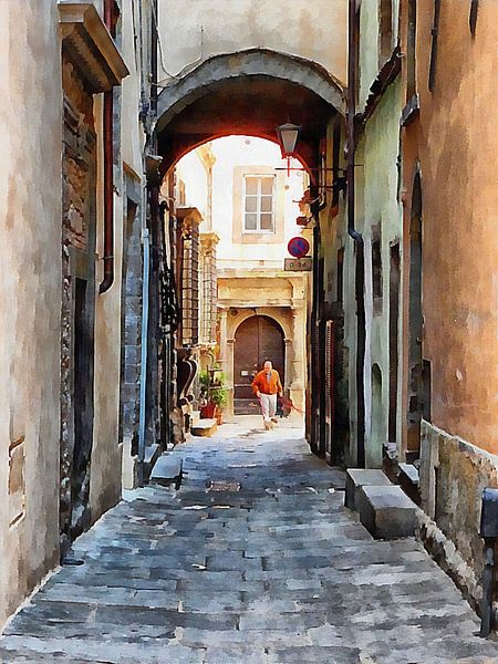 De hond uitlaten in Cortona van Dorothy Berry-Lound
