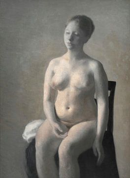 Zittend vrouwelijk naakt, Vilhelm Hammershøi