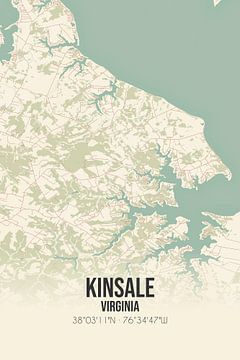 Vintage landkaart van Kinsale (Virginia), USA. van Rezona
