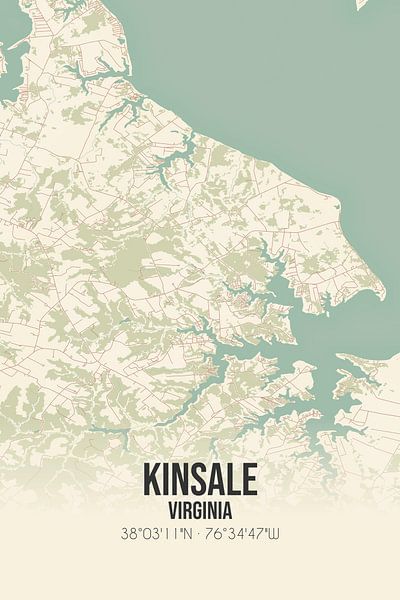 Vintage map of Kinsale (Virginia), USA. by Prints of Place