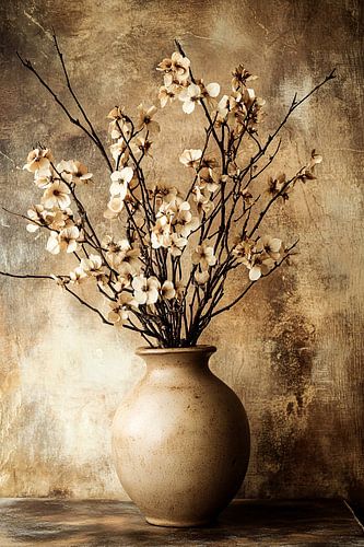 Gedroogde bloemen in keramiekvaas