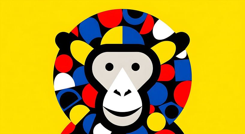 Cubist Primate: Geometric Mosaic by pungky setiawan