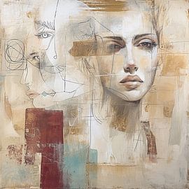 Modernes Porträt | Geometrisches Porträt von ARTEO Gemälde