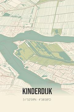 Vintage landkaart van Kinderdijk (Zuid-Holland) van MijnStadsPoster