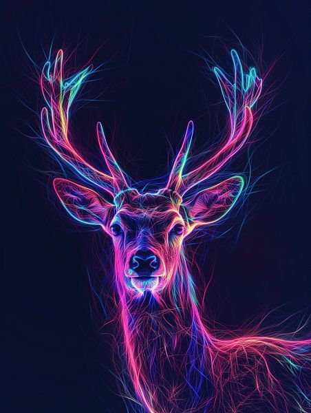 Luminous neon deer by Frank Daske | Foto & Design